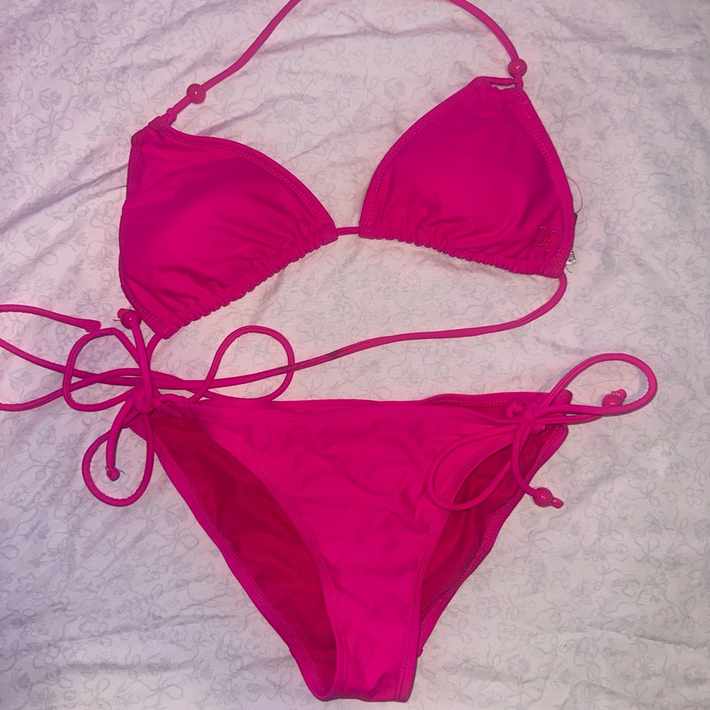 OP Pink Bikini Set with Adjustable Ties